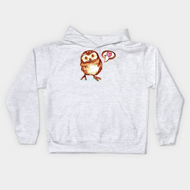 Baby's First Owl Kids Hoodie by FishWithATopHat